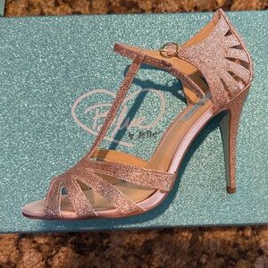 Betsey Johnson Sparkling Pink Strappy Heels